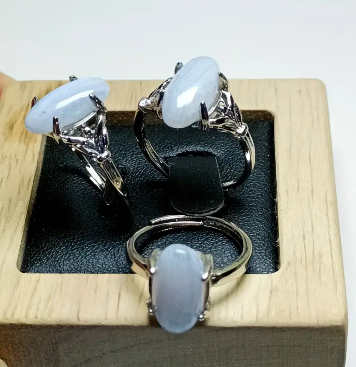 Adjustable Blue Lace Agate Ring