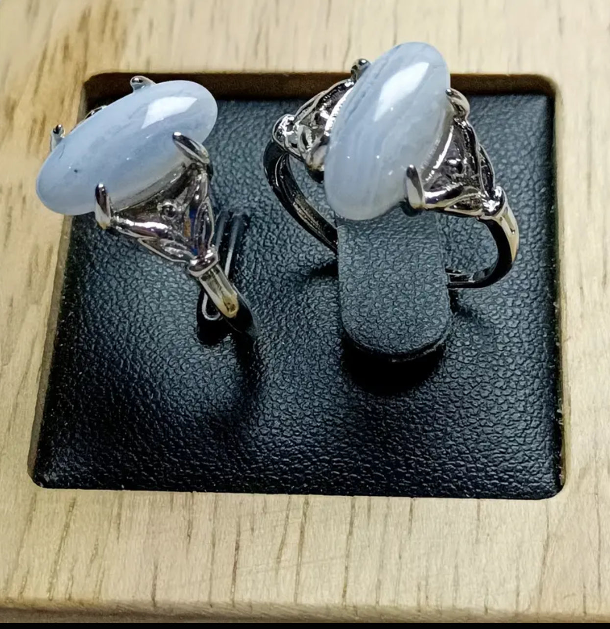 Adjustable Blue Lace Agate Ring