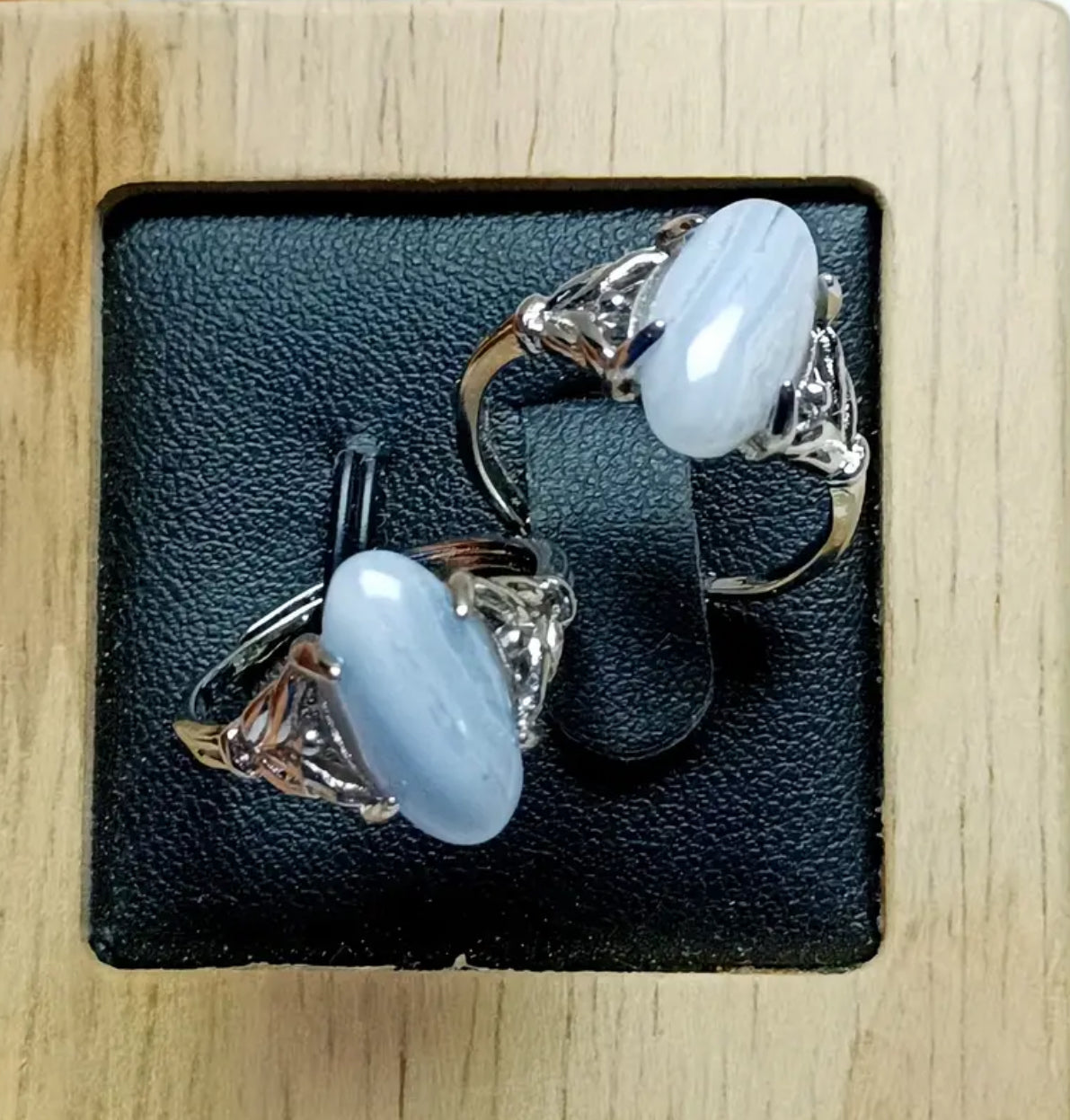 Adjustable Blue Lace Agate Ring