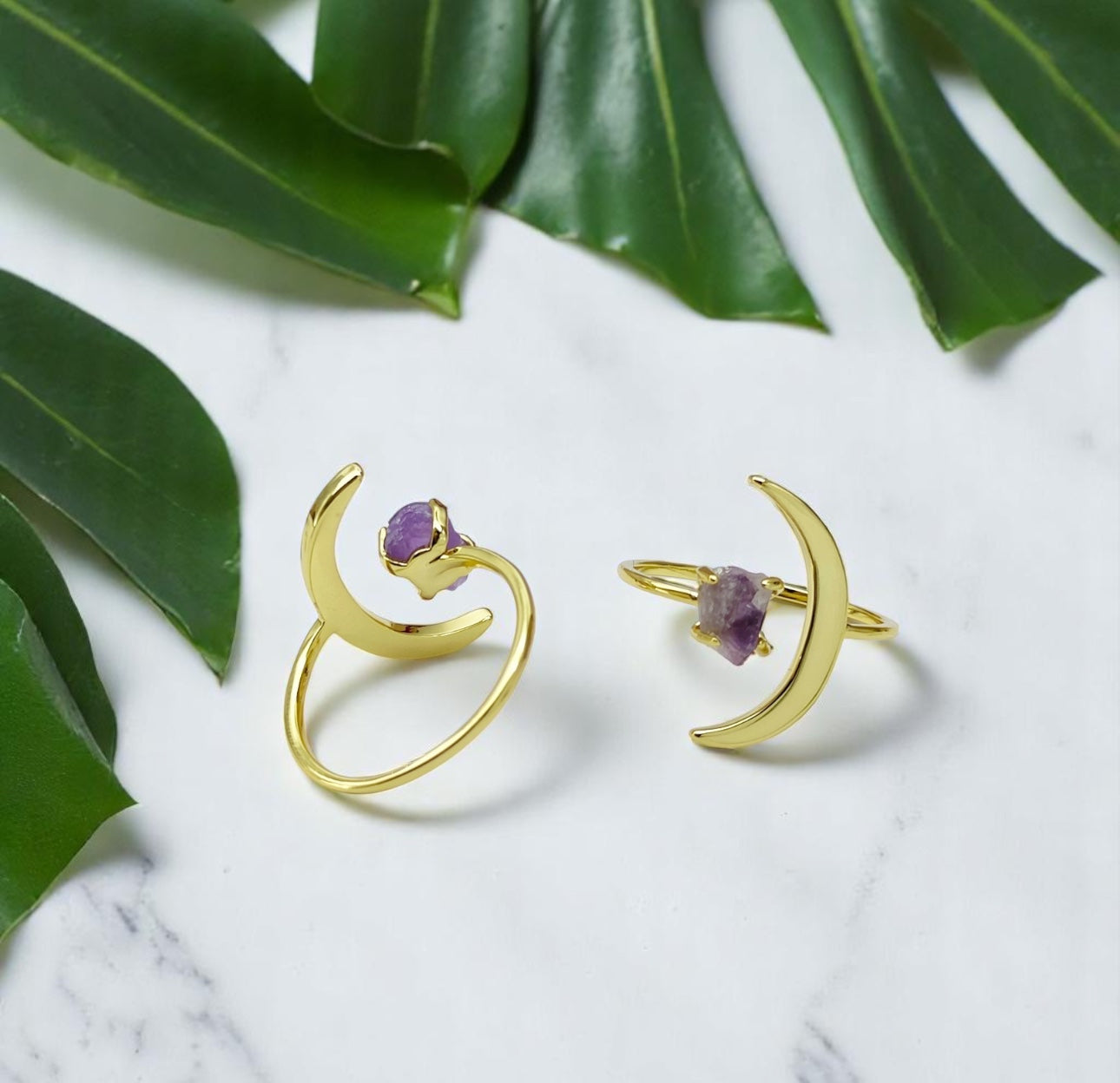 Gold Moon Amethyst Ring – Dream in Violet