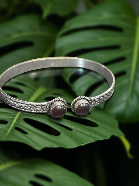 Eternal Flame Garnet Bangle – 925 Sterling Silver